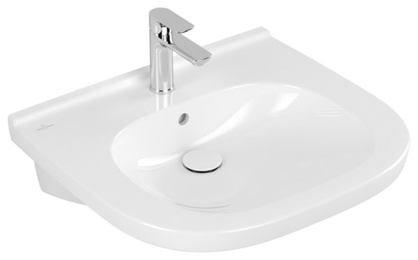 Villeroy & Boch ViCare washbasin, 1 tap hole, with overflow, 610x550 mm, unground, 411960