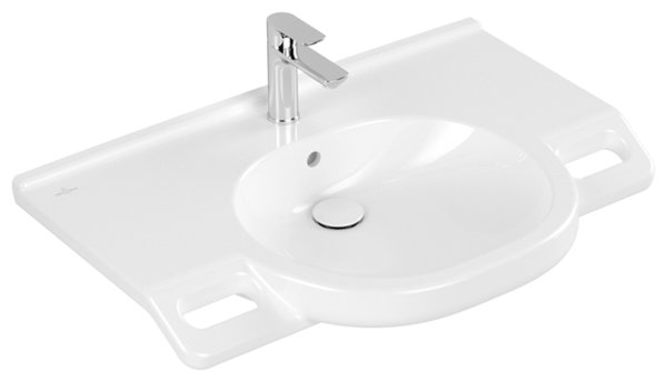 Villeroy & Boch ViCare washbasin, 1 tap hole, with overflow, 800x550 mm, unground, 412080