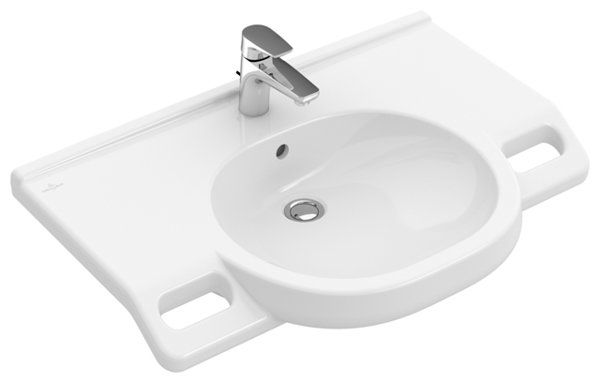 Villeroy & Boch ViCare washbasin, 1 tap hole, without overflow, 800x550 mm, unground, 412081