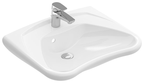 Villeroy & Boch ViCare washbasin, 1 tap hole, without overflow, 600x490 mm, unground, 711961