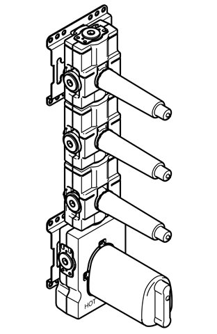 Dornbracht xTool flush-mounted thermostat module with 3 valves 3/4\