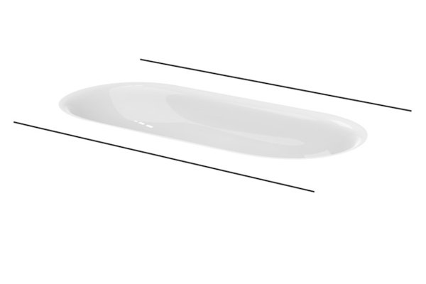 Bette Comodo Undercounter wash basin, without tap hole, A218, 774 x 380 mm