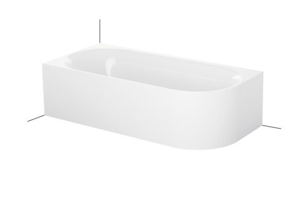 Bette Lux Oval IV Silhouette corner bathtub 175x80x45cm, 2 back inclines, Installation in left corne...