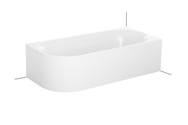 Bette Lux Oval V Silhouette corner bathtub 175x80x45cm, 2 back inclines, Installation in right corne...