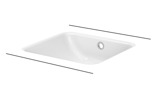 Bette One Undercounter wash basin, without tap hole, with overflow, A135, 435 x 416 mm