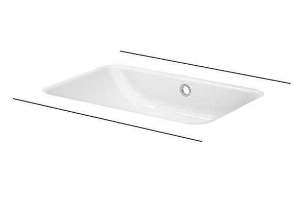 Bette One Undercounter wash basin, without tap hole, with overflow, A136, 587 x 408 mm