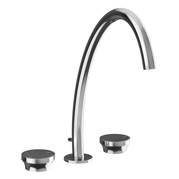 Gessi Origini 3-hole basin mixer, high version, with drain set, projection 231mm, 66015