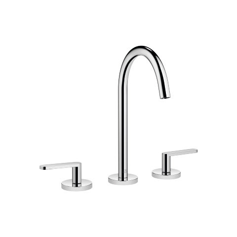 Dornbracht META three-hole basin mixer with pop-up waste, 168 mm projection