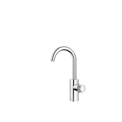 Dornbracht META PURE single-lever basin mixer with pop-up waste, 123 mm projection, 360° swivel spout