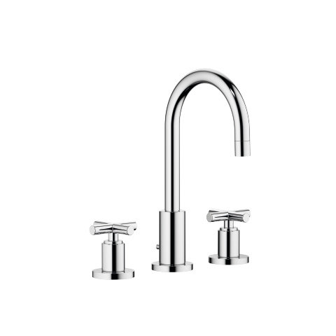 Dornbracht Tara three-hole basin mixer, with pop-up waste, 135 mm projection, 20710892