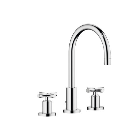 Dornbracht Tara three-hole basin mixer, with pop-up waste, 165 mm projection, 20713892