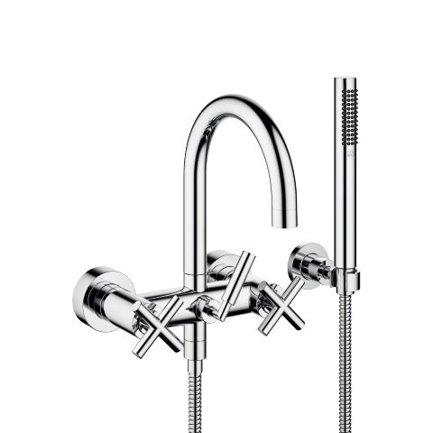 Dornbracht Tara bath mixer for wall mounting with shower set, projection 240 mm, 25133892