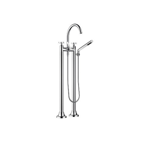 Dornbracht VAIA two-hole bath mixer, free-standing installation, hand shower set, cross handle, proj...