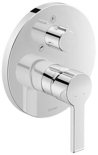 Duravit B.2 Single lever bath mixer flush-mounted, round rosette, 2 consumers, conversion bath spout / hand shower, with changeover valve