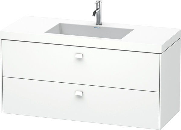 Duravit Brioso Furniture wash basin c-bonded with base wall-mounted 120.0x48.0 cm, 2 drawers, incl. siphon cut-out and apron, without overflow, with tap hole bench, 1 tap hole