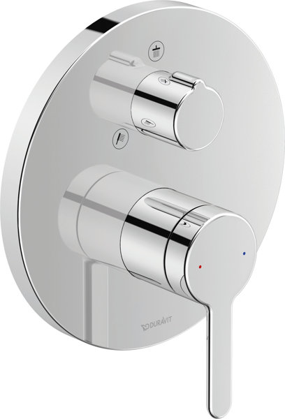 Duravit C.1 single lever shower mixer concealed, round rosette, 2 consumers, hand/head shower divert...