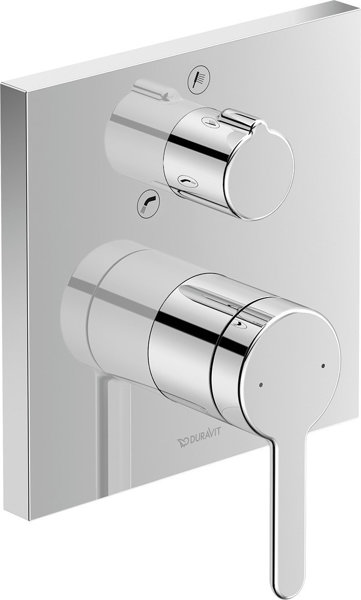 Duravit C.1 single lever concealed bath mixer, square rose, with diverter valve and safety combinati...