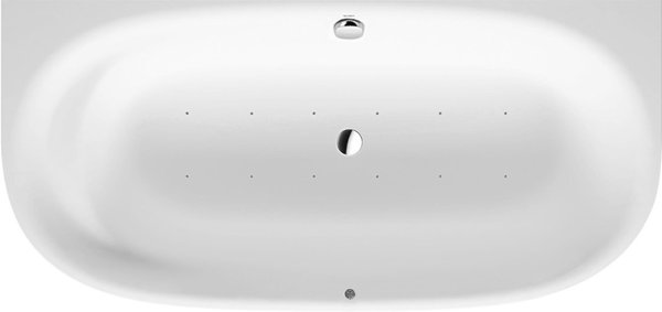 Duravit Whirlpool Cape Cod 1900 x 900 mm, pre-wall version, one back slope, seamless cladding, frame, drain and overflow fitting, Air-System