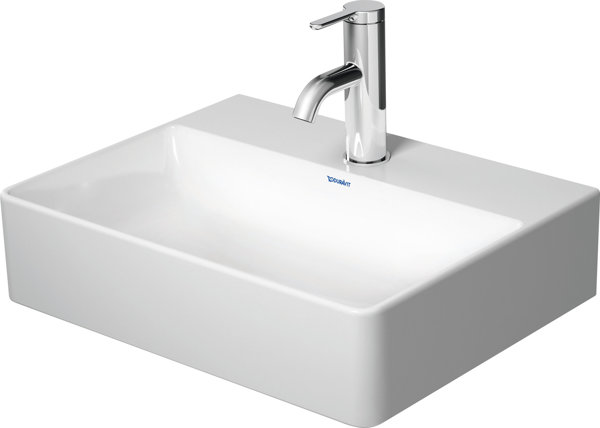 Duravit DuraSquare hand-rinse basin 45x35cm, polished, without tap hole, without overflow, with tap hole bench,