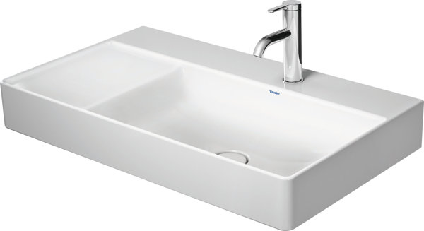 Duravit DuraSquare Waschtisch, 80x47cm, 1 Hahnloch, ohne Überlauf, Becken rechts, Unterseite glasie...