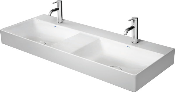 Duravit DuraSquare Doppelwaschtisch, 120x47cm, 2 Hahnlöcher, 2 Becken, ohne Überlauf, von unten gl...