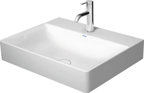 Duravit DuraSquare Waschtisch, 60x47cm, 1 Hahnloch, ohne Überlauf, von unten glasiert, 2353600041