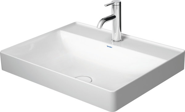 Duravit DuraSquare Aufsatzbecken, 60x47cm, 1 Hahnloch, ohne Überlauf, Rückwand glasiert, geschliff...