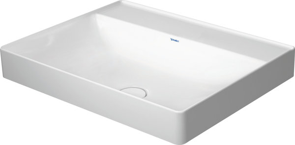 Duravit DuraSquare bowl, ground 60x47cm, without tap hole, without overflow, with tap hole bench, gl...