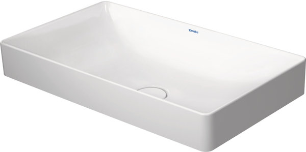 Duravit DuraSquare Aufsatzbecken, 60x34,5cm, ohne Hahnloch, ohne Überlauf, Rückwand glasiert, geschliffen, 2355600000