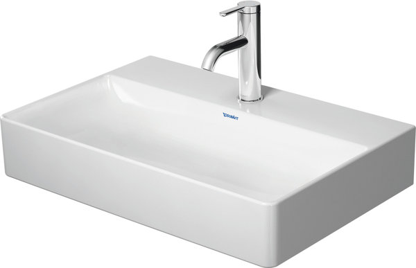 Duravit DuraSquare Waschtisch Compact, 60x40cm, 1 Hahnloch, ohne Überlauf, Unterseite glasiert, 235...