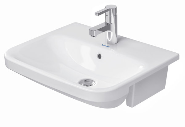 Duravit semi-recessed washbasin DuraStyle 55cm with overflow, with tap hole bench, 1 tap hole