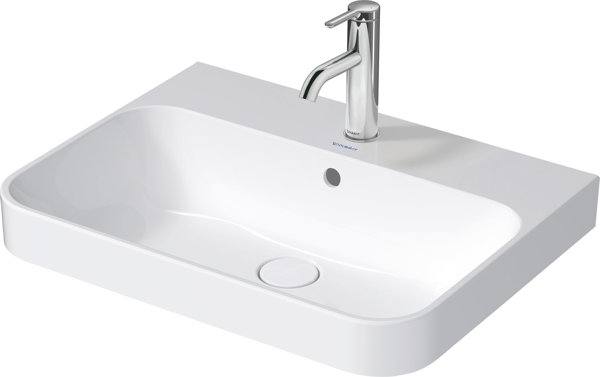 Duravit Happy D.2 Plus Aufsatzbecken, 236060, 1 Hahnloch, 600x460 mm, geschliffen, mit Überlauf, mi...