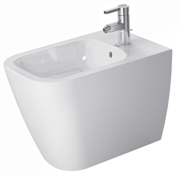 Duravit stand bidet Happy D.2 back to wall 57cm with overflow, with tap hole bench, 1 tap hole