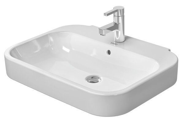 Duravit washbasin Happy D.2 65cm with overflow, with tap hole bench, 1 tap hole