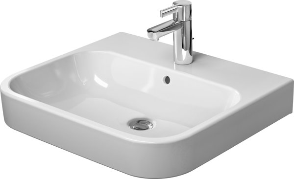 Duravit Möbelwaschtisch Happy D.2 60cm mit Überlauf, mit Hahnlochbank, 1 Hahnloch