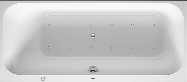 Duravit whirlpool bath Happy D.2 1600x700mm, built-in version, with 1 sloping back left, frame, drai...