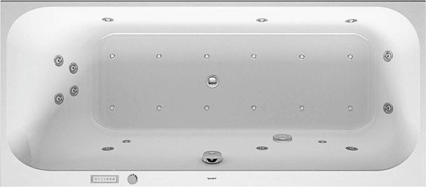 Duravit whirlpool bath Happy D.2 1600x700mm, built-in version, with 1 sloping back left, frame, drai...