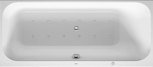 Duravit whirlpool bath Happy D.2 1600x700mm, built-in version, with 1 sloping back right, frame, dra...