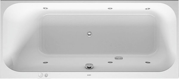 Duravit whirlpool bath Happy D.2 1700x750mm, built-in version, 1 sloping back left, frame, drain and overflow set, jet system