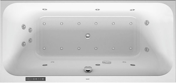 Duravit whirlpool bath Happy D.2 1900x900mm, built-in version, 2 back inclines, frame, drain and overflow set, Combi L