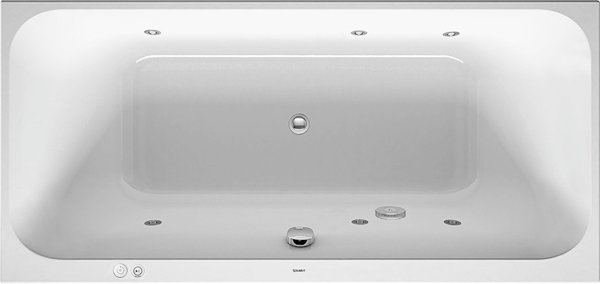 Duravit whirlpool bath Happy D.2 1900x900mm, built-in version, 2 back slopes, frame, drain and overf...