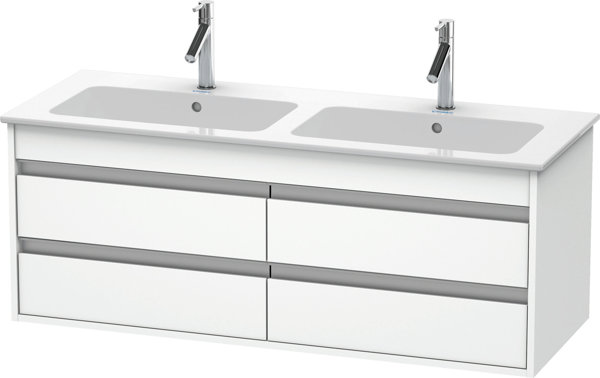 Duravit Ketho Vanity unit wall hung 6433, 4 drawers, incl. siphon cut-out and apron, 1270mm, for ME ...