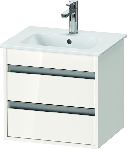 Duravit Ketho vanity unit wall-mounted Compact 6444, 2 drawers, incl. siphon cut-out and apron, 600m...