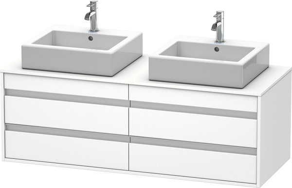 Duravit Ketho vanity unit wall hung 6657, 4 drawers, 1400mm, for 2 top basins, both sides