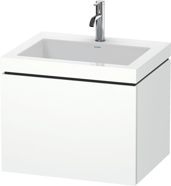 Duravit L-Cube furniture wash basin c-bonded with base, wall-hung, 60x48 cm, 1 pull-out, without ove...