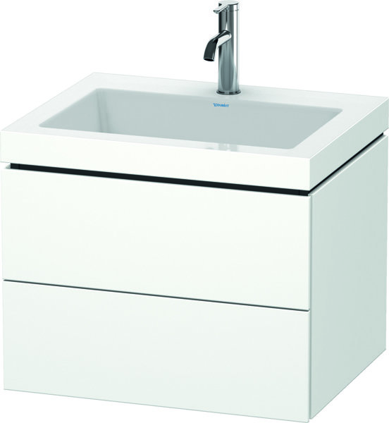 Duravit L-Cube furniture wash basin c-bonded with base, wall-hung, 60x48 cm, 2 drawers, without overflow, 1 tap hole