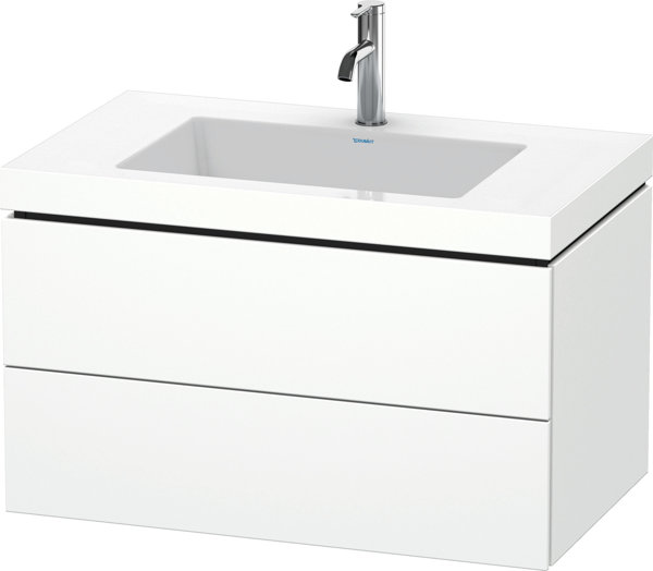 Duravit L-Cube furniture wash basin c-bonded with base, wall-hung, 80x48 cm, 2 drawers, without over...