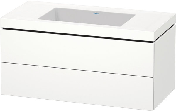 Duravit L-Cube Furniture wash basin c-bonded with base wall-mounted, 100x48 cm, 2 drawers, without o...