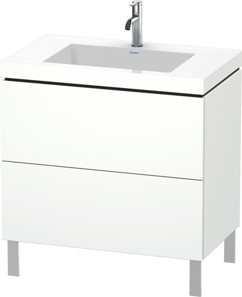 Duravit L-Cube furniture wash basin c-bonded with base floor standing, 80x48 cm, 2 pull-outs, without overflow, 1 tap hole