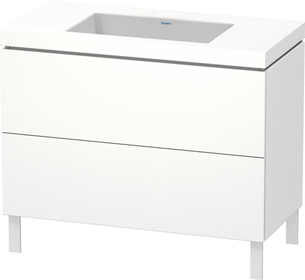 Duravit L-Cube furniture wash basin c-bonded with base standing on the floor, 100x48 cm, 2 pull-outs...